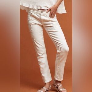 Anthropologie Pilcro and the Letterpress White Hyphen Embroidered Jeans Size 30